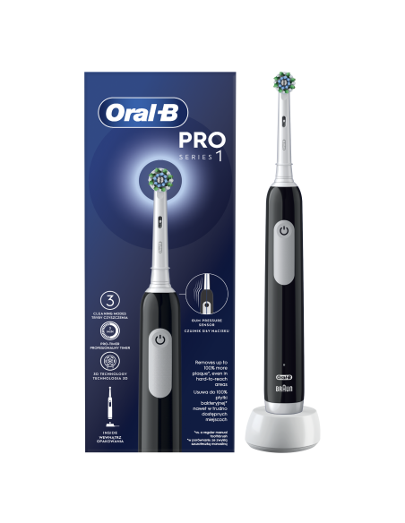 D305.513.3B Pro Series 1 Elektriskā Zobu Birste Black Cross Action