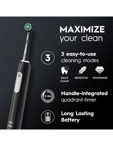 D305.513.3B Pro Series 1 Elektriskā Zobu Birste Black Cross Action