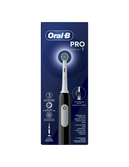 D305.513.3B Pro Series 1 Elektriskā Zobu Birste Black Cross Action