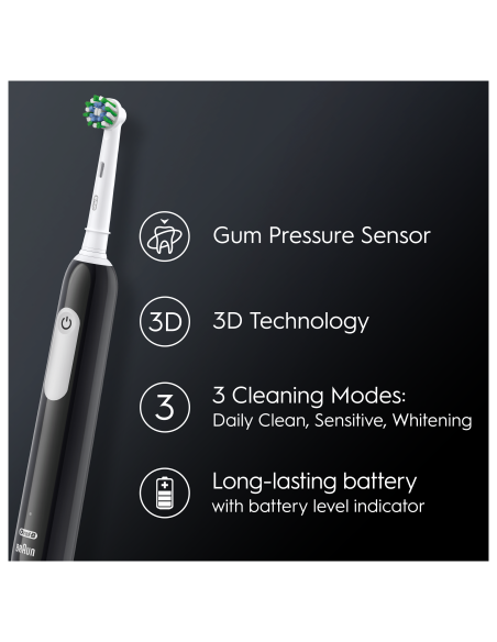 D305.513.3B Pro Series 1 Elektriskā Zobu Birste Black Cross Action