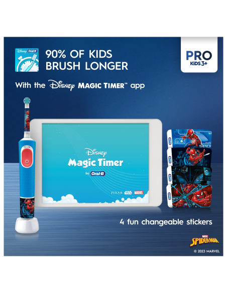 D103.413.2K Vitality PRO Kids Elektrinis Dantų Šepetėlis 3+ Spiderman