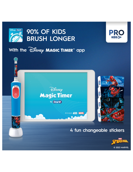 D103.413.2KX Vitality PRO Kids 3+ Spiderman Elektrinis Dantų Šepetėlis + Kelioninis Dėklas