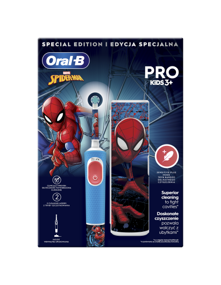D103.413.2KX Vitality PRO Kids 3+ Spiderman Elektrinis Dantų Šepetėlis + Kelioninis Dėklas