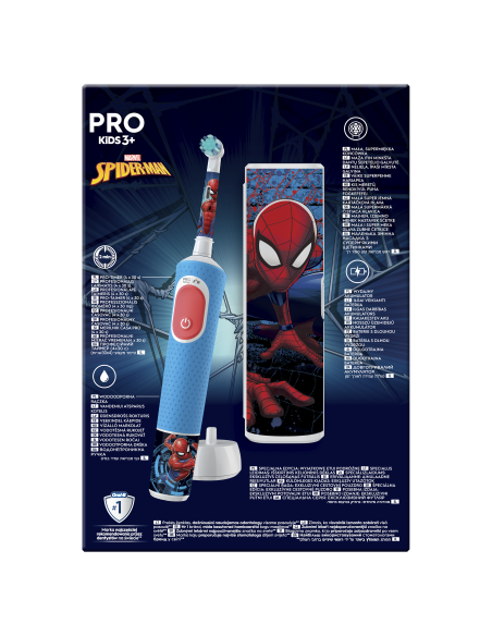 D103.413.2KX Vitality PRO Kids 3+ Spiderman Elektrinis Dantų Šepetėlis + Kelioninis Dėklas
