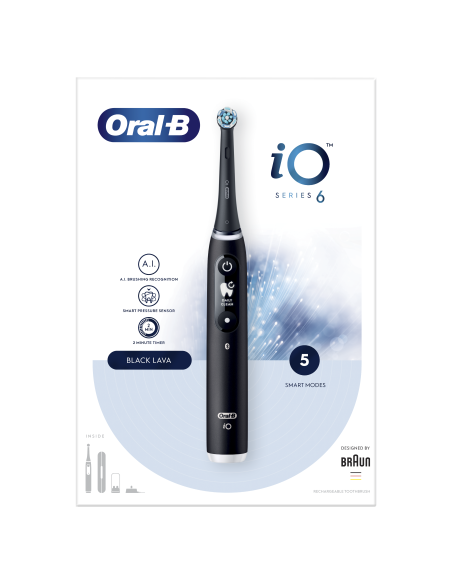 iOM6.1B6.3DK Oral-B iO6 Elektrinis Dantų Šepetėlis Black Onyx