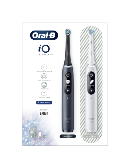 iOM7D.2H2.2BD Oral-B iO7 Duo Pack  Elektriskā Zobu Birste White/ Black Onyx