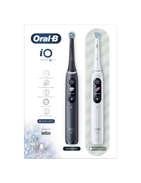 iOM8d.2H2.2BD Oral-B iO8 Elektriskā Zobu Birste Duo Black/White