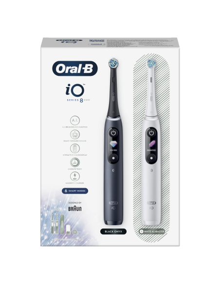 iOM8d.2H2.2BD Oral-B iO8 Elektriskā Zobu Birste Duo Black/White
