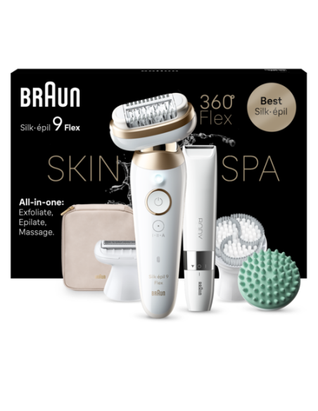 SES9-481 3D Braun Silk•épil 9 Flex SkinSpa Epilaator + BS1000 minitrimmer BODY