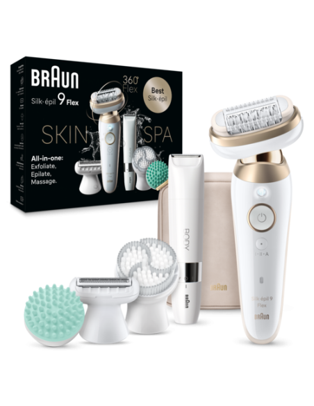 SES9-481 3D Braun Silk•épil 9 Flex SkinSpa Epilaator + BS1000 minitrimmer BODY