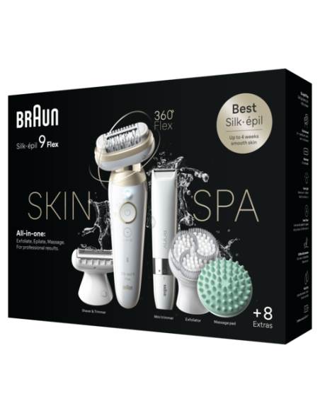 SES9-481 3D Braun Silk•épil 9 Flex SkinSpa Epilaator + BS1000 minitrimmer BODY
