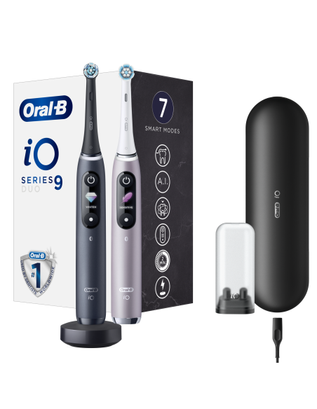 iOM9D.2J2.2AD Oral-B iO9 Duo Elektrinis Dantų Šepetėlis Black Onyx/ Rose