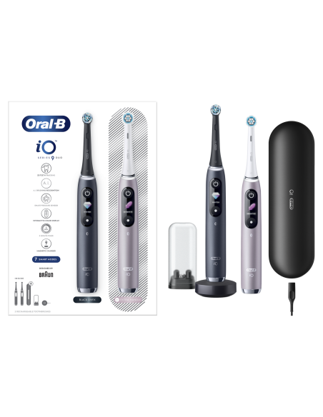 iOM9D.2J2.2AD Oral-B iO9 Duo Elektrinis Dantų Šepetėlis Black Onyx/ Rose