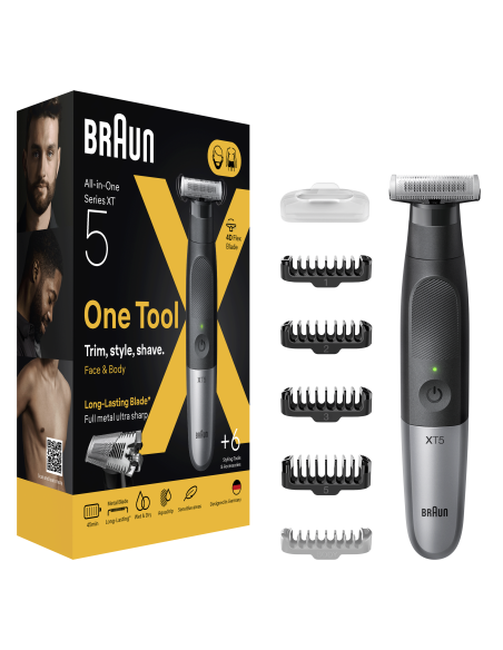 XT5100 Braun Series X Bārdas Trimmeris, Elektriskais Skuveklis un Trimmeris Vīrieša Kermeņa Apmatojumam