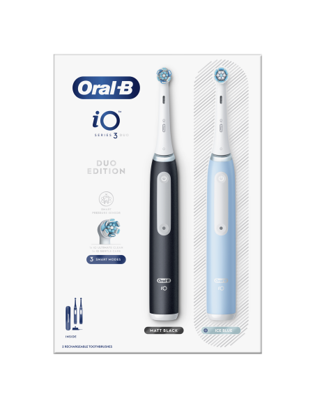 iOG3d.2i6.2K Oral-B iO3 Elektriskā Zobu Birste Matt Black/Ice Blue Duo Pack Edition