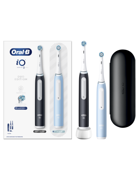 iOG3d.2i6.2K Oral-B iO3 Elektriskā Zobu Birste Matt Black/Ice Blue Duo Pack Edition