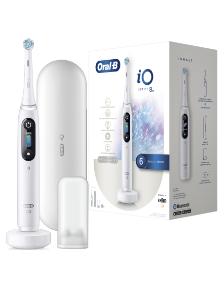 iOM8.1A1.1BD Oral-B iO8 Elektrinis Dantų Šepetėlis White Alabaster