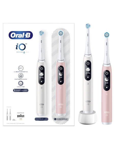 iOM6d.2I6.1 Oral-B iO6 Duo Pack elektriline hambahari White + Pink Sand Extra Käepide