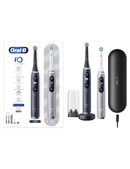 iOM9D.2J2.2AD Oral-B iO9 Duo Elektrinis Dantų Šepetėlis Black Onyx/ Rose