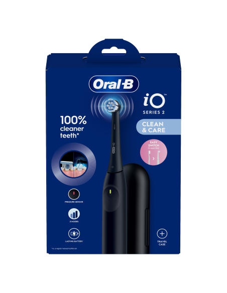 iOS2.1D9.2K Oral-B iO2 Elektrinis Dantų Šepetėlis Night Black + Kelioninis Dėklas
