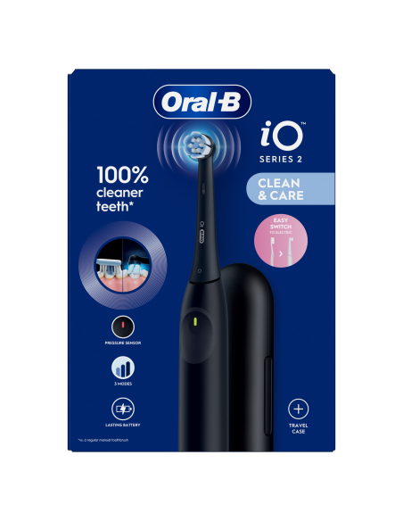 iOS2.1D9.2K Oral-B iO2 Elektrinis Dantų Šepetėlis Night Black + Kelioninis Dėklas