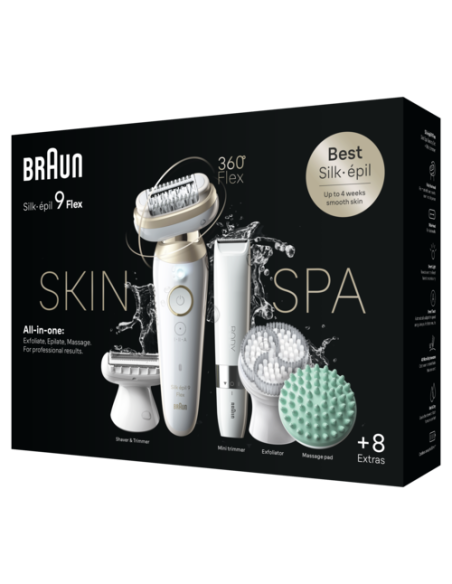 SES9-481 3D Braun Silk•épil 9 Flex SkinSpa Epiliatorius + BS1000 kompaktiškas kūno plaukų trimeris