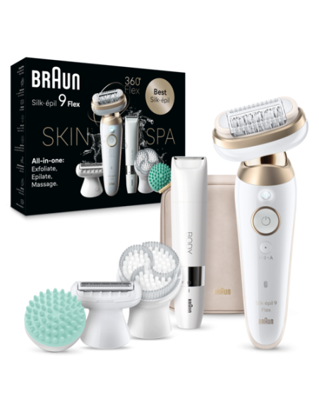 SES9-481 3D Braun Silk•épil 9 Flex SkinSpa Epiliatorius + BS1000 kompaktiškas kūno plaukų trimeris