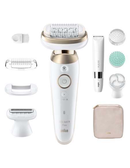 SES9-481 3D Braun Silk•épil 9 Flex SkinSpa Epilaator + BS1000 minitrimmer BODY