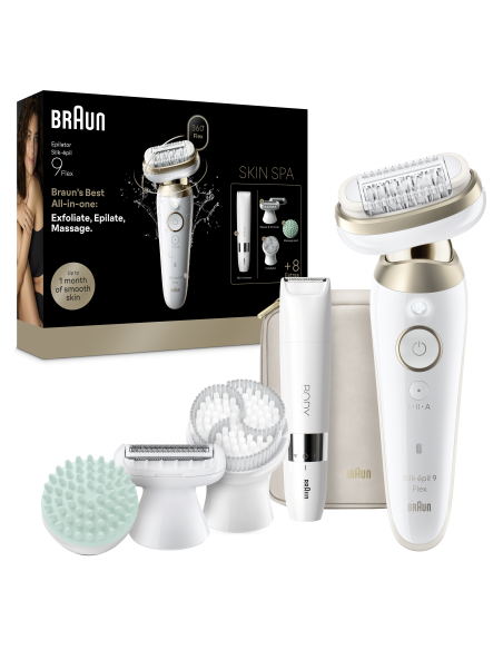 SES9-481 3D Braun Silk•épil 9 Flex SkinSpa Epiliatorius  + BS1000 minitrimmer BODY