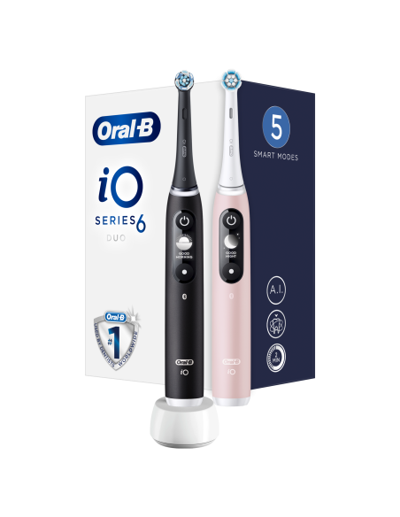 iOM6d.2J6 Oral-B iO6 Duo Pack Elektrinis Dantų Šepetėlis Black + Pink Sand Extra Handle