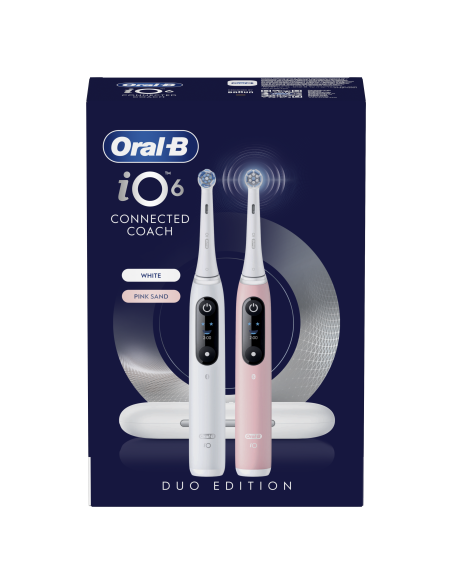 iOM6d.2AC6.B Oral-B iO6 Duo Pack Elektrinis Dantų Šepetėlis White + Pink Sand Extra Handle +TC