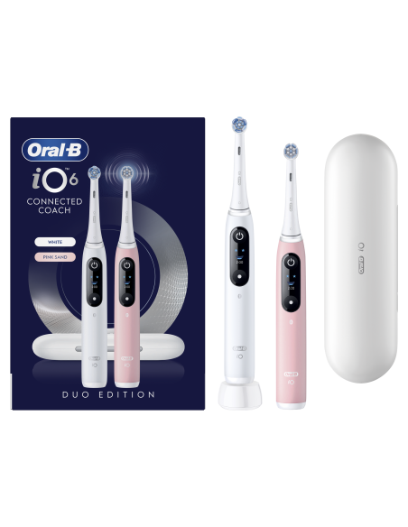 iOM6d.2AC6.B Oral-B iO6 Duo Pack Elektrinis Dantų Šepetėlis White + Pink Sand Extra Handle +TC
